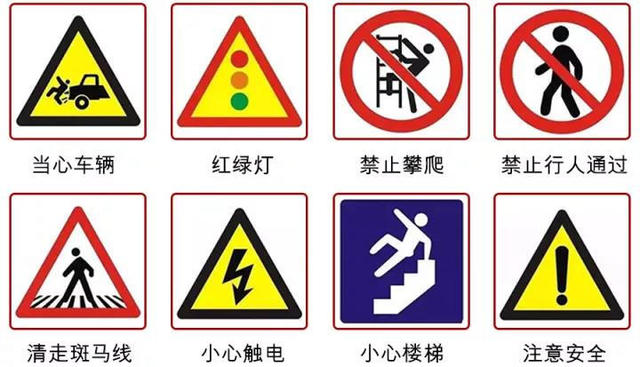 请教孩子认得以下交通安全标识
